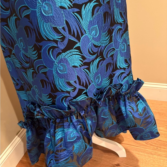 Badgley Mischka Formal Gown Embroidered Maxi Blue Sz 6 Dress Sleeveless - Picture 3 of 9